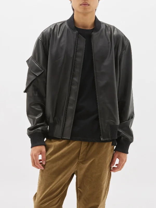 Soft Fashion leather bomber jacket