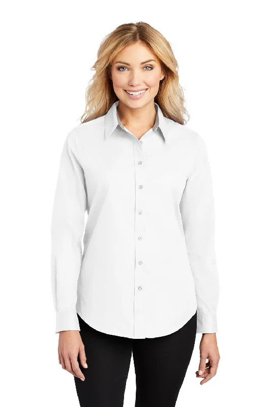 Soft Looks Port Authority Womens Easy Care Wrinkle Resistant Long Sleeve Button Down Shirt - White Soft Looks Port Authority Womens Easy Care Wrinkle Resistant Long Sleeve Button Down Shirt - White