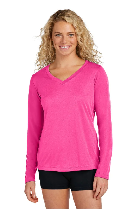 Weekend Wear Sport-Tek Womens Competitor Moisture Wicking Long Sleeve V-Neck T-Shirt - Neon Pink