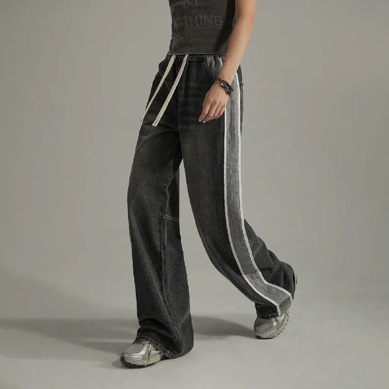 Youthful Style Elastic Waist Casual String Denim Jeans
