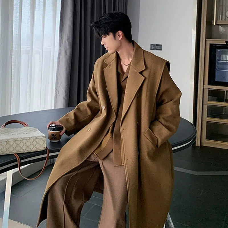 Soft Knitwear Elegant Double-Breasted Woolen Coat