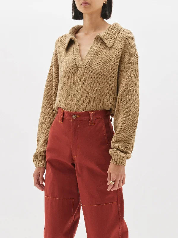 Cozy Chic boxy cotton polo knit