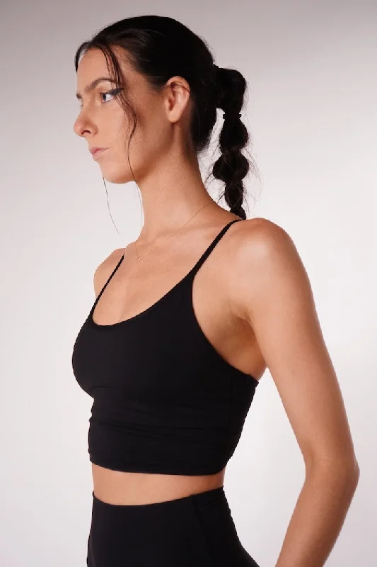 Warm Winter Series Airy Spaghetti Strap Bralette Black