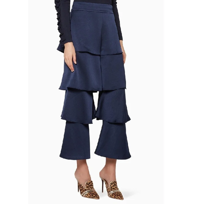 Street Fashion Alexis Women's Cropped Parris Pants Navy-Blue Size Large - Navy