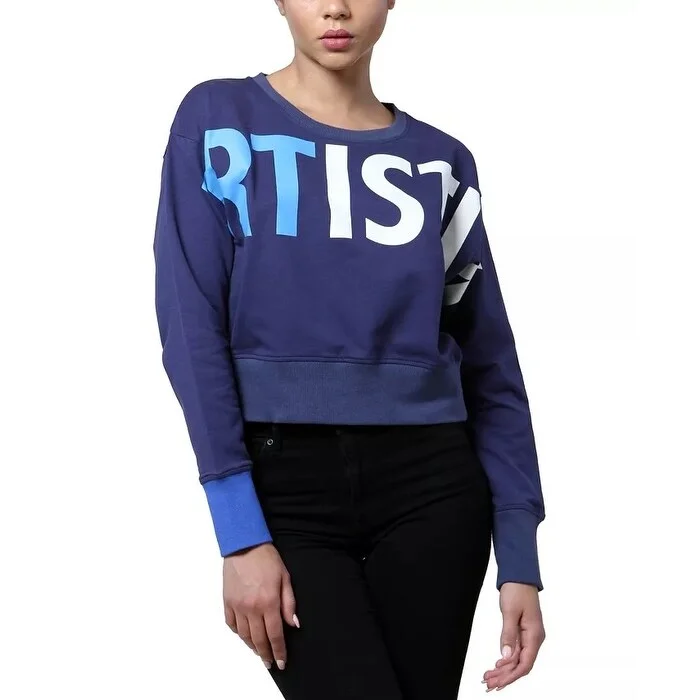 Casual Comfort Wear Artistix Women's Cotton Logo-Graphic Sweatshirt Navy Size Large