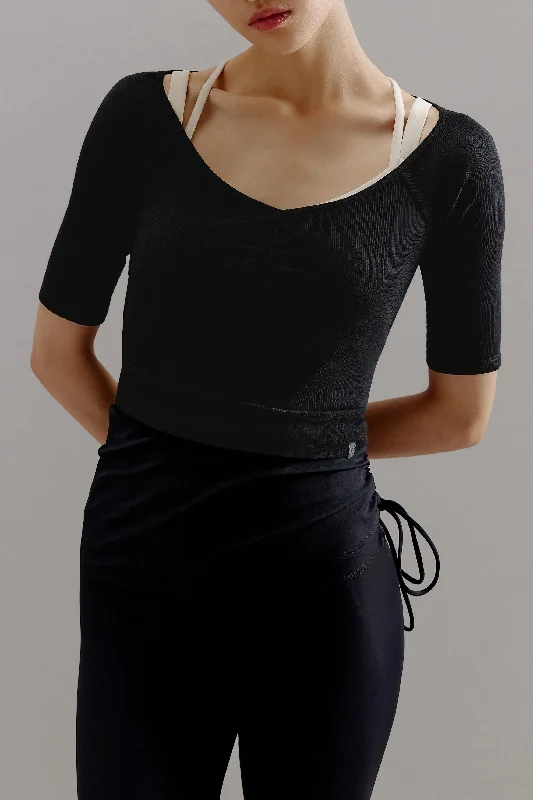 Street Charm Ballet V-Neck Wool Tee