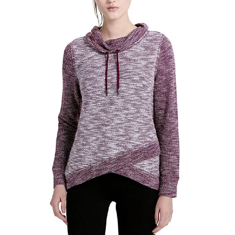 Floral Prints Calvin Klein Women's Cowl-Neck Colorblocked Crossover Merlot Combo Size Extra Large - Purple - X-Large