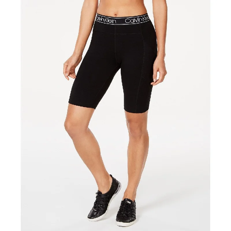 Classic Comfort Calvin Klein Women's Logo-Waistband Bike Shorts Black Size Small