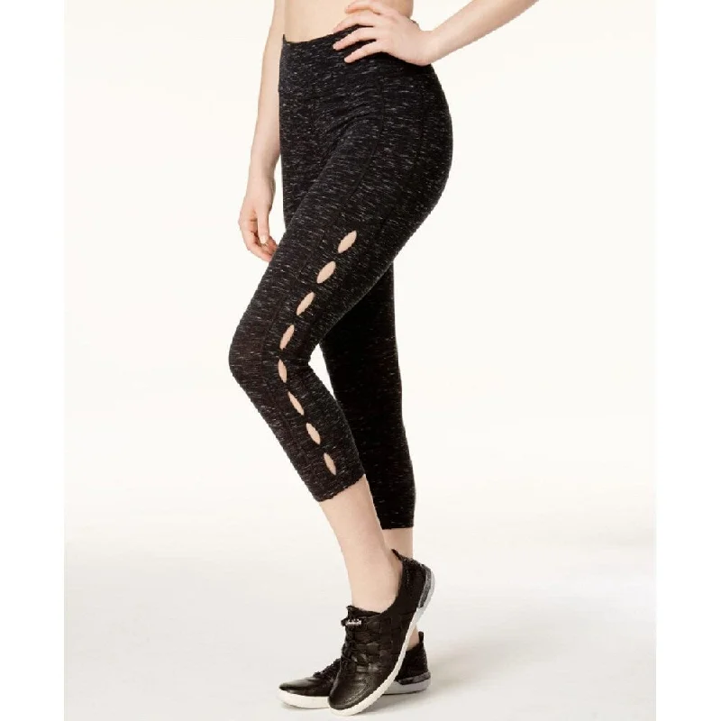 Versatile Items Calvin Klein Women's Perfomance High Rise Cutout Cropped Leggings Black Heather Size Extra Large - X-Large
