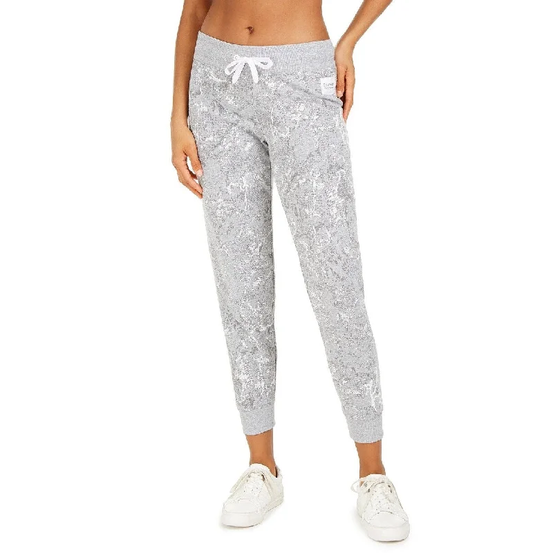 Fresh Comfort Calvin Klein Women's Performance Logo-Print Joggers Silver Size Extra Large - XL