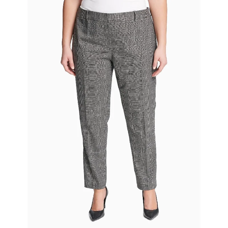 Classic And Versatile Calvin Klein Women's Slim Fit Glen Plaid Pants Grey Size 16 - Silver Classic And Versatile Calvin Klein Women's Slim Fit Glen Plaid Pants Grey Size 16 - Silver