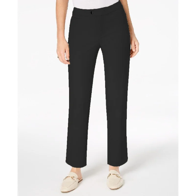 Lace Design Charter Club Women's Cropped Slim-Leg Pants Black Size 6" - 6