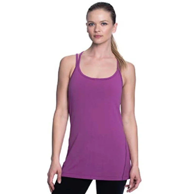 Comfortable Wear Gaiam Women's Strappy Racerback Tank Top with Built In Medium Impact Sports Bra Size Small - Purple