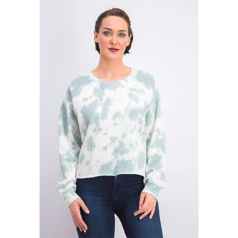 Elegant Tailoring Hippie Rose Juniors' Tie-Dye Cropped Sweatshirt Med Green Size Medium - M Elegant Tailoring Hippie Rose Juniors' Tie-Dye Cropped Sweatshirt Med Green Size Medium - M