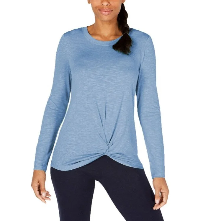 Everyday Chic Ideology Women's Blue Knot-Front Top Cosmic Cobalt Size Large