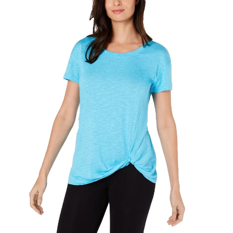 Fashion Must-have Ideology Women's Knot-Front T-Shirt Aqua Size Extra Small - X-Small