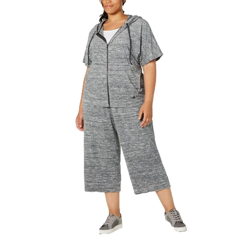 Fashionable Ease Ideology Women's Plus Cropped Hoodie Grey Size 3 Extra Large - XXX-Large Fashionable Ease Ideology Women's Plus Cropped Hoodie Grey Size 3 Extra Large - XXX-Large