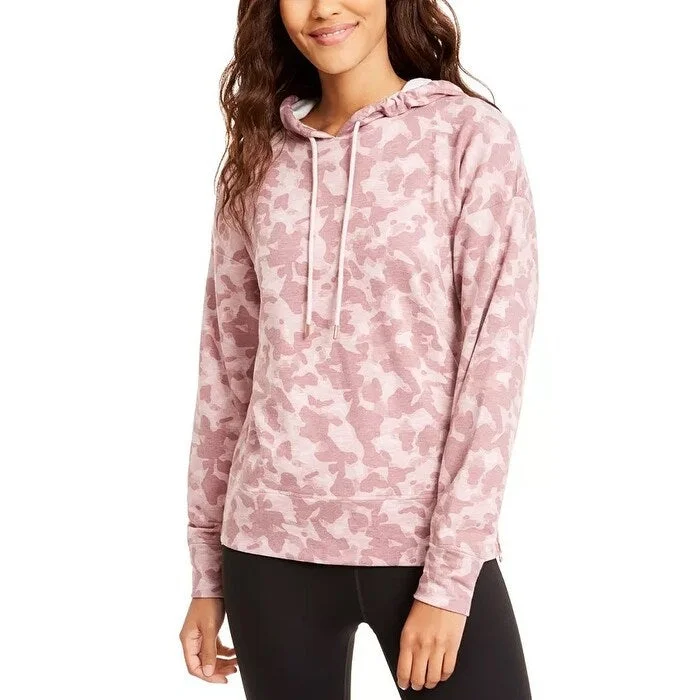 Comfortable Outfits Ideology Women's Zip-Hem Shimmer Hoodie Pink Size Medium
