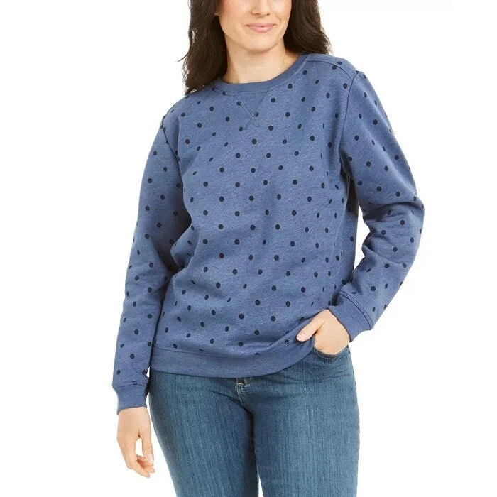 Soft Trends Karen Scott Women's Sport Dot Print Sweatshirt Blue Size Small