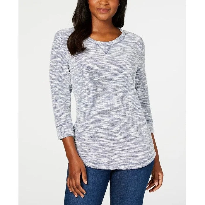 Basic Comfort Karen Scott Women's Sport Marled Sweatshirt Grey Size Large