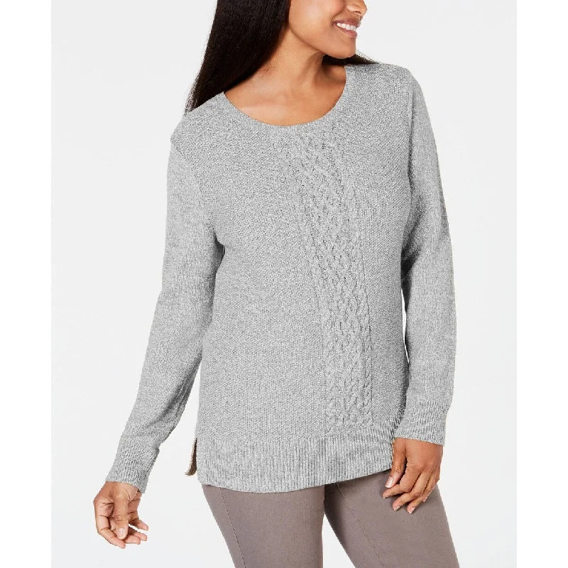 Slim Fit Karen Scott Women's Textured Tunic Sweater Gray Size X-Large