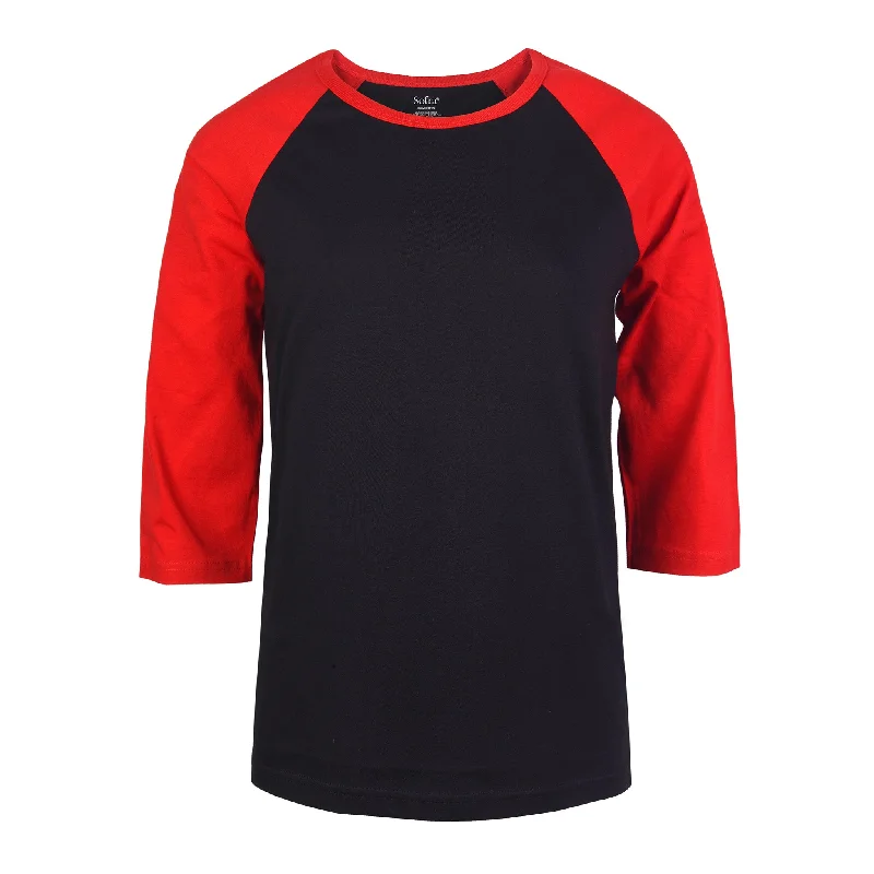 French Style COTTONBELL LADIES BASEBALL TEE (LBT001C_BK/RED)
