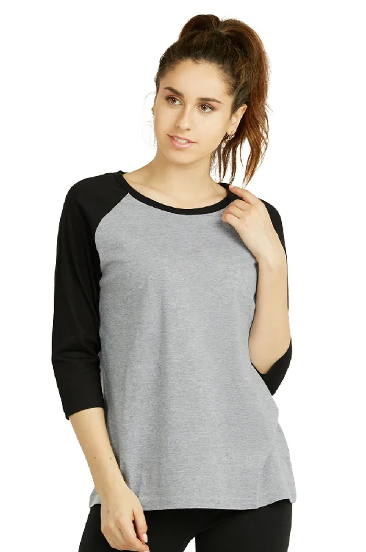 Comfortable Series COTTONBELL LADIES BASEBALL TEE (LBT001C_LT.H/BK)