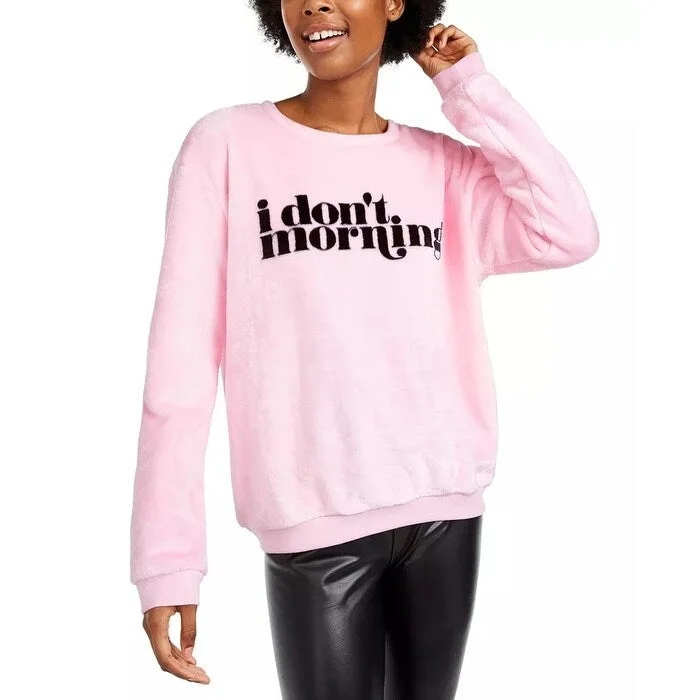 Noble And Elegant Love Tribe Junior's I Don't Morning Plush Sweatshirt Pink Size Medium Noble And Elegant Love Tribe Junior's I Don't Morning Plush Sweatshirt Pink Size Medium