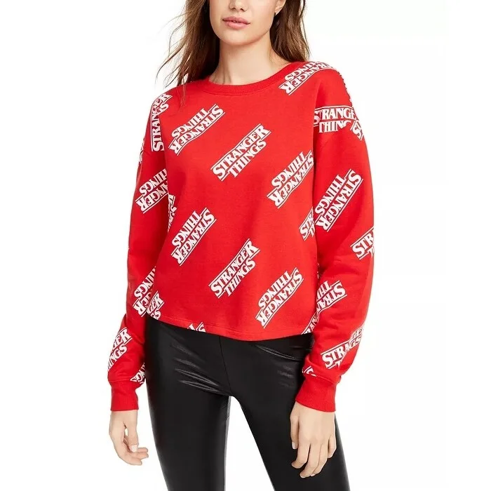 Classic Color Love Tribe Junior's Stranger Things Graphic Print Sweatshirt Bright Red Size Medium Classic Color Love Tribe Junior's Stranger Things Graphic Print Sweatshirt Bright Red Size Medium