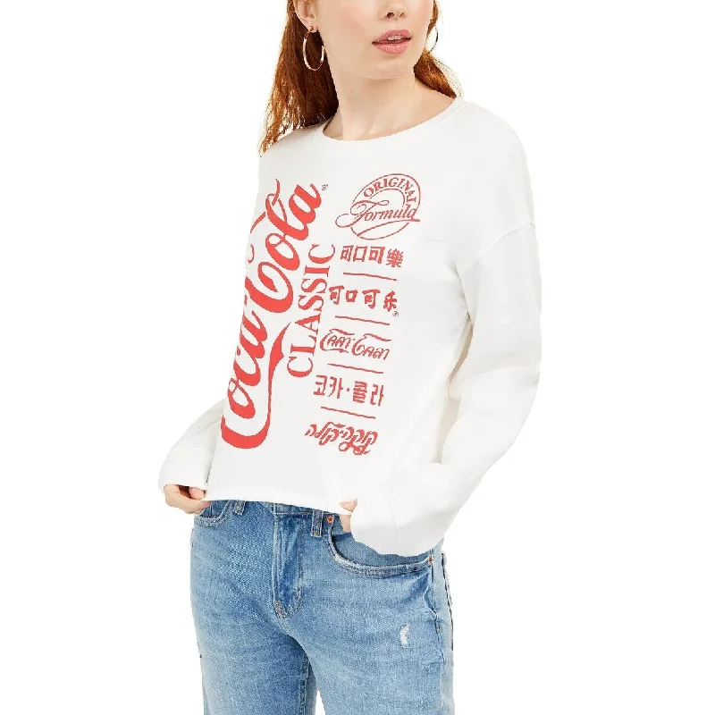 Exclusive Customization Love Tribes Juniors' Coca Cola Graphic Sweatshirt White Size Extra Large - X-Large