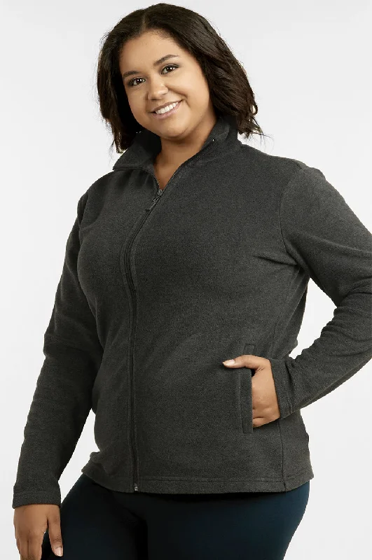 Simple Style ET TU LADIES POLAR FLEECE JACKET PLUS SIZE (LPF200XE_CHARCOAL)