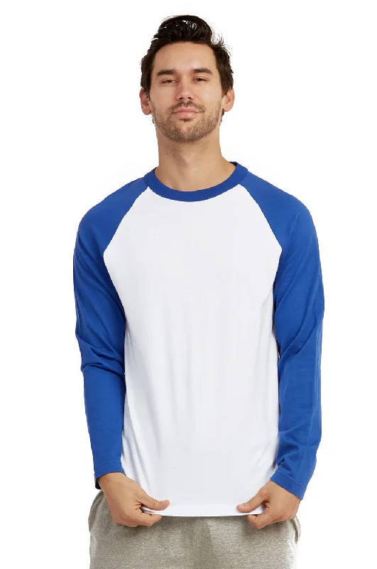 Minimal Classic COTTONBELL MEN'S LONG SLEEVE BASEBALL TEE (MBT002C_RBL-WHT)