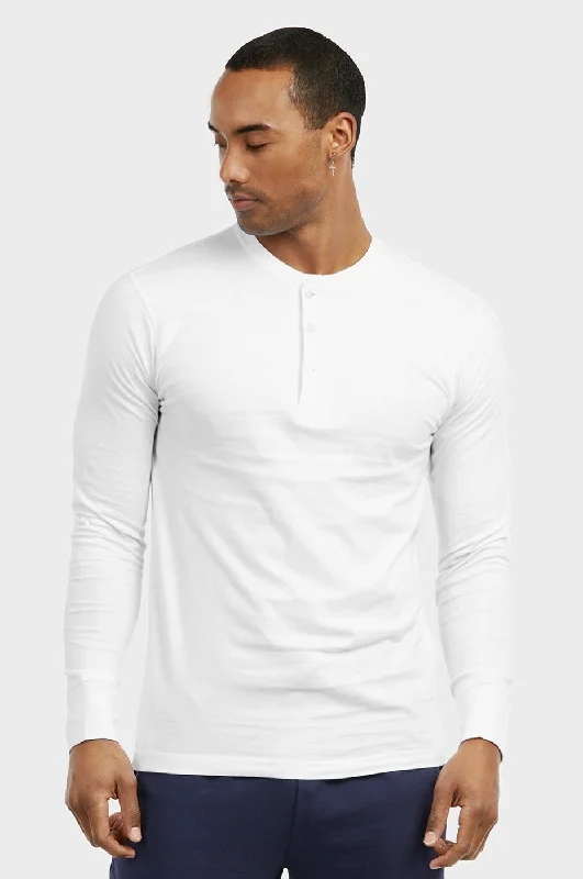 Comfortable And Cold-proof COTTONBELL MEN'S HENLEY SHIRT (MHS001C_WHITE)