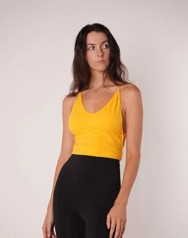 British Style Mia Tie Back Halter Top Yellow