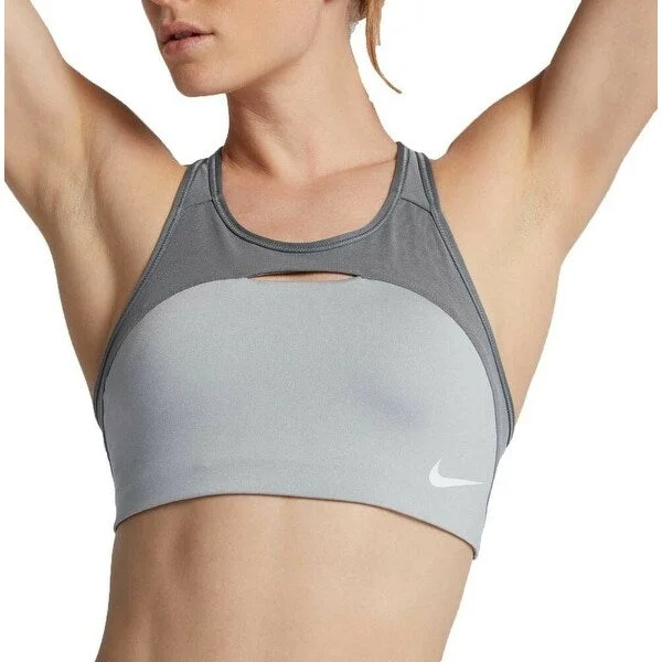 Hooded design Nike Women's Swoosh Modern Sports Bra Wolf Grey Cool Grey Size Large