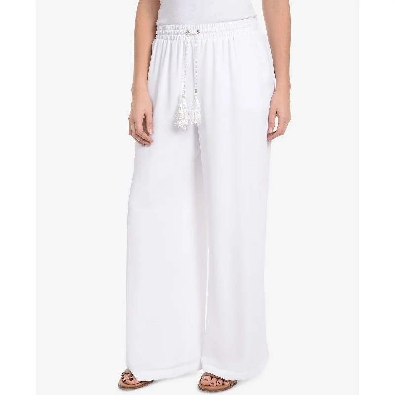 Casual Wear NY Collection Women's Chiffon-Overlay Pants White Size Small