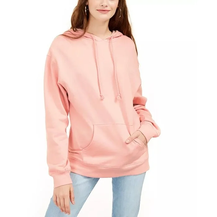 Lace Design Rebellious One Juniors' Pouch-Pocket Hoodie Pink Size Medium