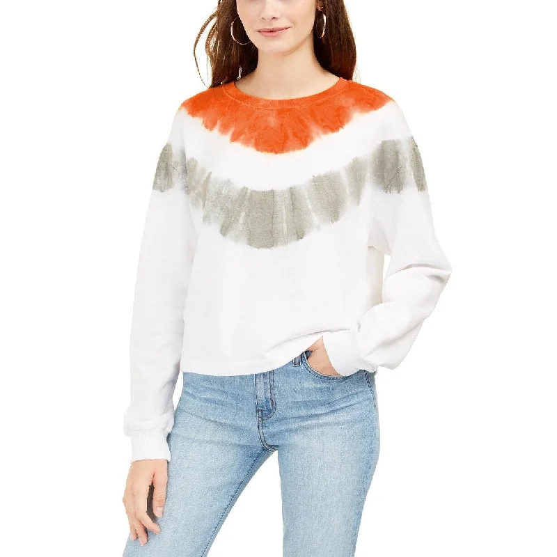 Street Fashion Rebellious One Juniors' Tie-Dyed Sweatshirt Orange Size X-Small