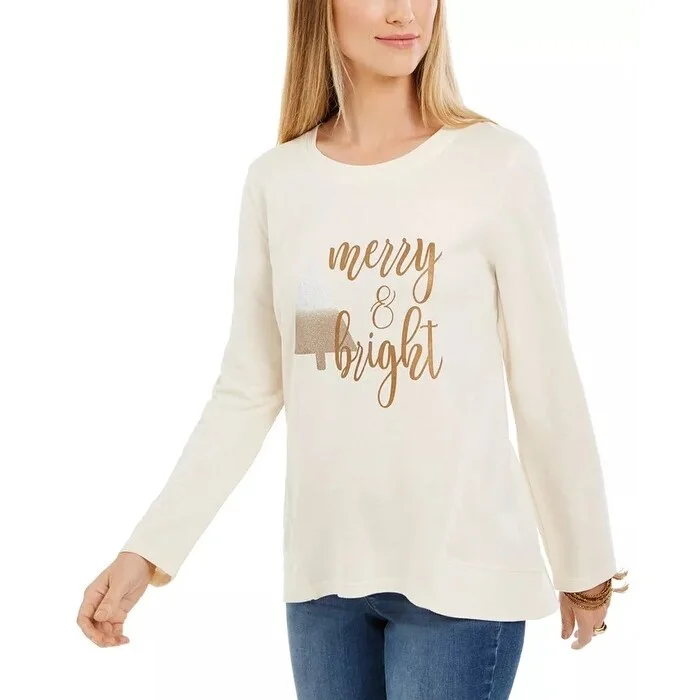 Effortless Dressing Style & Co Women's Metallic Graphic Sweatshirt Beige Size X-Large Effortless Dressing Style & Co Women's Metallic Graphic Sweatshirt Beige Size X-Large