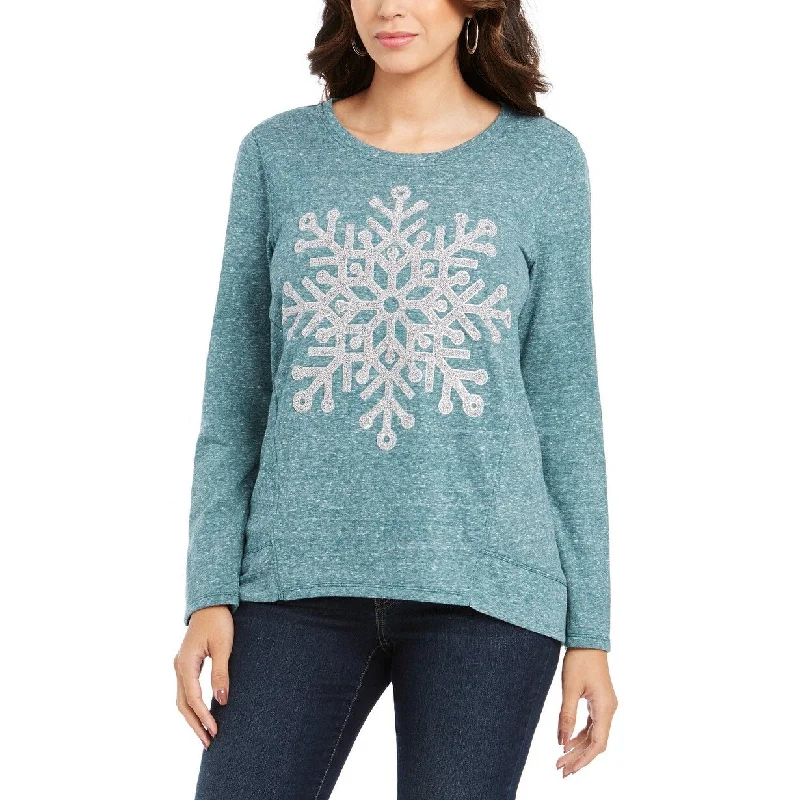 Easy Fashion Style & Co Women's Petite Snowflake-Graphic Sweatshirt Green Size Extra Large Easy Fashion Style & Co Women's Petite Snowflake-Graphic Sweatshirt Green Size Extra Large