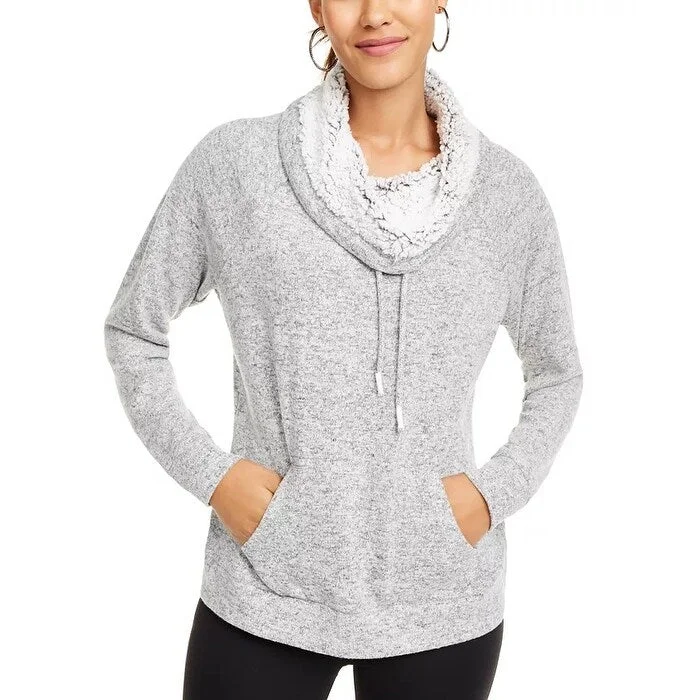 Simple Style Ultra Flirt Junior's Sherpa Lined Funnel Neck Sweatshirt Gray Size X-Large Simple Style Ultra Flirt Junior's Sherpa Lined Funnel Neck Sweatshirt Gray Size X-Large
