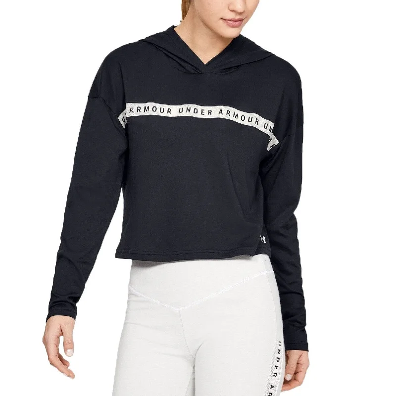 Cozy Essentials Wear Under Armour Women's Logo Taped Cropped Hoodie Black Size Extra Large - X-Large Cozy Essentials Wear Under Armour Women's Logo Taped Cropped Hoodie Black Size Extra Large - X-Large