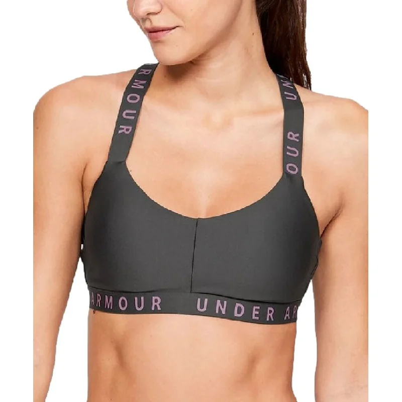 Minimal Classic Under Armour Women's Wordmark Cross-Back Low-Impact Jet Gray Size Medium - Black