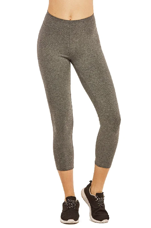 Simple Comfort COTTONBELL LADIES COTTON CAPRI LEGGINGS (WP4001C_CHC-GR)