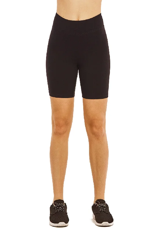 Comfortable Wear COTTONBELL LADIES COTTON 15 INCH OUTSEAM SHORTS WITH WIDE WAISTBAND (WP4015C_BLACK) Comfortable Wear COTTONBELL LADIES COTTON 15 INCH OUTSEAM SHORTS WITH WIDE WAISTBAND (WP4015C_BLACK)