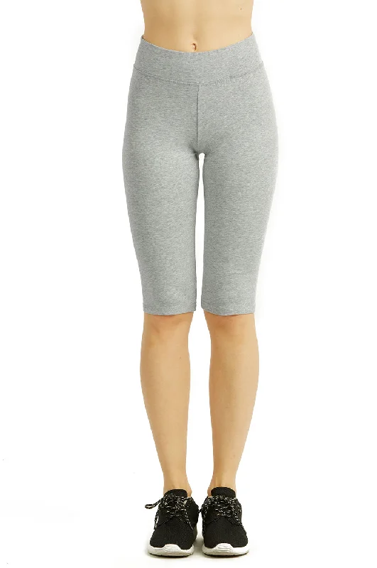 Easy Style COTTONBELL LADIES COTTON 21 INCH OUTSEAM SHORTS WITH HIGH WAISTBAND (WP4021C_H.GRY) Easy Style COTTONBELL LADIES COTTON 21 INCH OUTSEAM SHORTS WITH HIGH WAISTBAND (WP4021C_H.GRY)