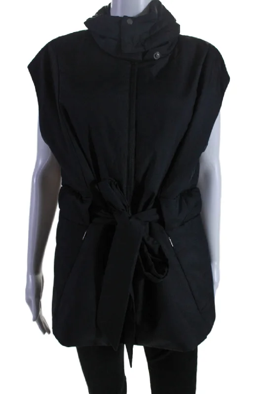 Effortless Comfort Aday Womens 2 Pocket High Neck Sleeveless Zip Up City Summits Vest Black Effortless Comfort Aday Womens 2 Pocket High Neck Sleeveless Zip Up City Summits Vest Black