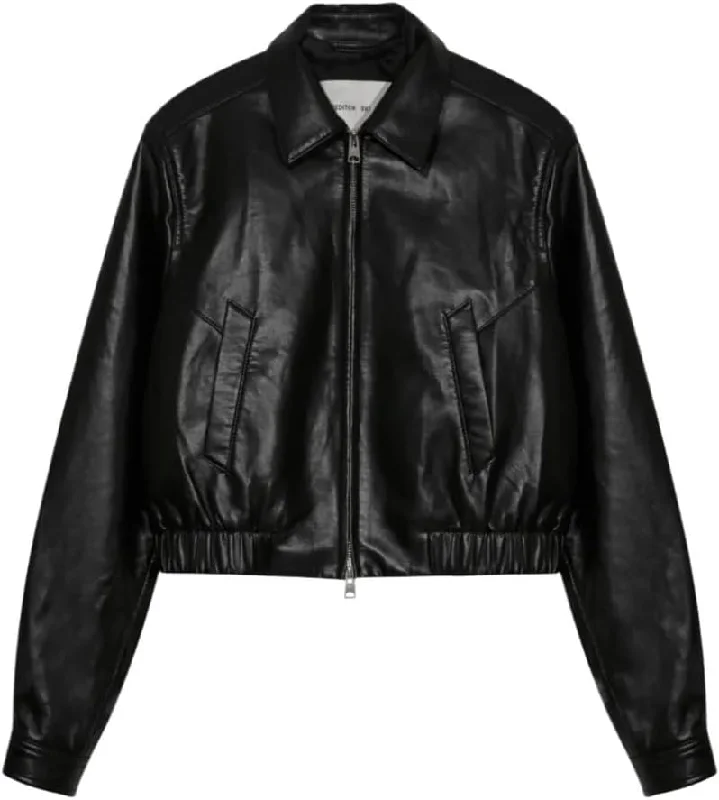Boutique Recommendation AGOLDE Women's Essie Recycled Leather Cropped Jacket, Black