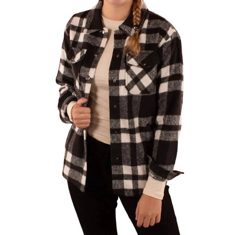 Comfortable Fitwear Cassidy Classic Plaid Shacket In Black/white