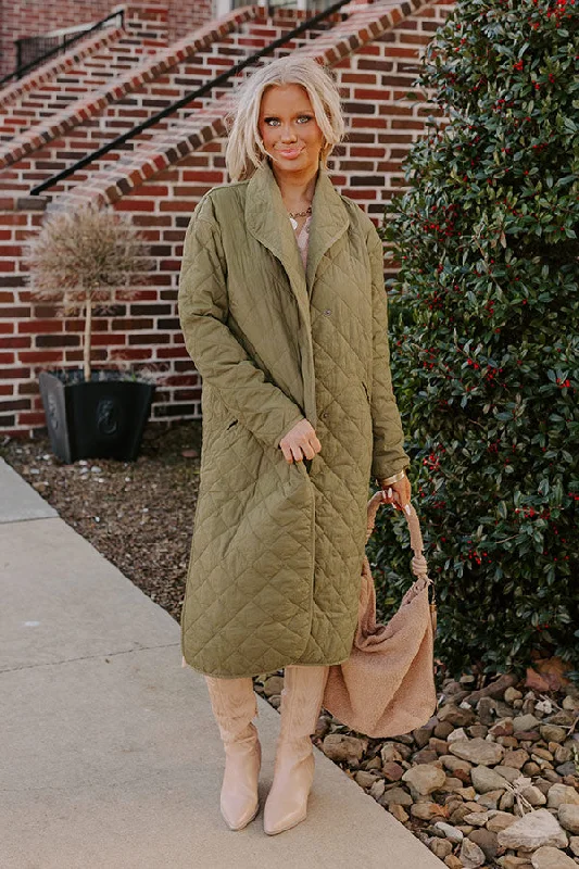 Sexy Fun Chilly Wind Quilted Coat in Sage